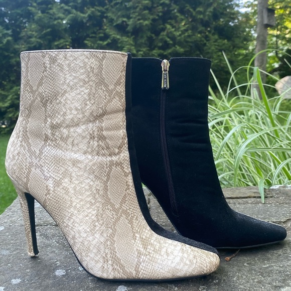 Snakeskin two tone stiletto suede booties - Picture 2 of 6